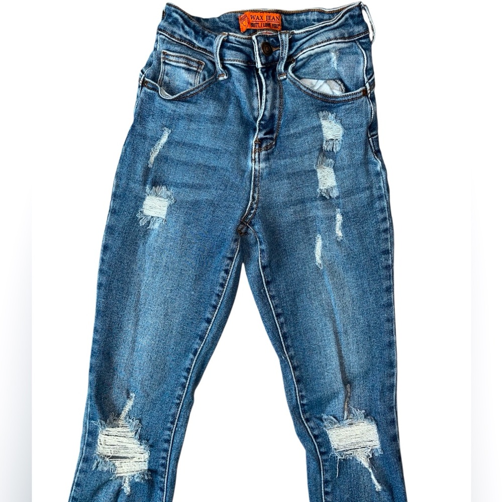 Wax Jean Blue Distressed Skinny Jeans - Picture 2 of 5
